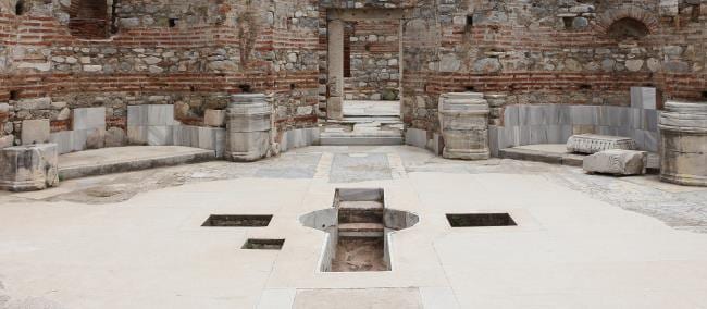 The cross-shaped baptistery at the Basilica of St John