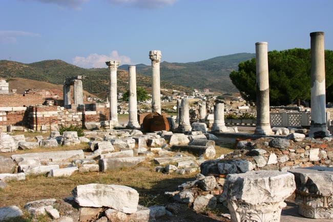 The ruined nave and columns of the Basilica of St John at Selçuk