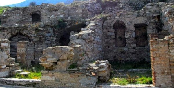 Brick and marble remains of the Scholastica Baths at Ephesus