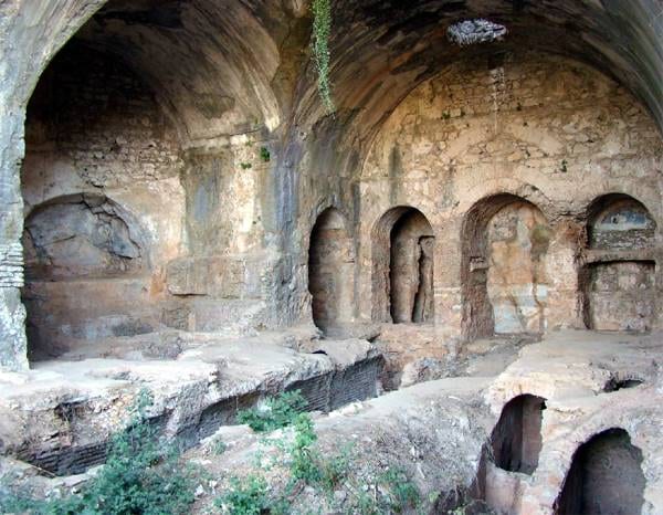 Rock-cut chambers and arches inside the Cave of the Seven Sleepers complex