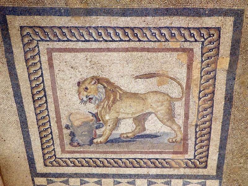 The lion mosaic floor in the Terrace Houses of Ephesus